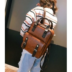 MochilasWomen Anti Theft Backpacks Students Brown School Bags for Teenage Girls Waterproof Vintage Laptop Leather Big Travel ...