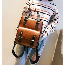 MochilasWomen Anti Theft Backpacks Students Brown School Bags for Teenage Girls Waterproof Vintage Laptop Leather Big Travel ...