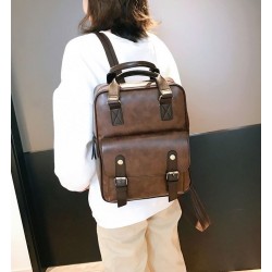 MochilasWomen Anti Theft Backpacks Students Brown School Bags for Teenage Girls Waterproof Vintage Laptop Leather Big Travel ...