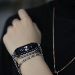 CollarDouble hole pendant - with necklace - stainless steel - for Xiaomi Mi Band 5