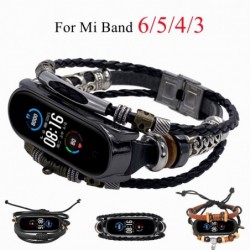 Ropa inteligenteMultilayer leather bracelet - strap - with beads / metal decorations - for Xiaomi Mi Band 3 / 4 / 5 / 6