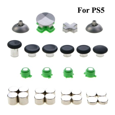 AccesoriosYuXi Metal Buttons Set Thumb Grips Analog Stick D-Pad Button Replacement Part For Sony PlayStation 5 PS5 Controller...