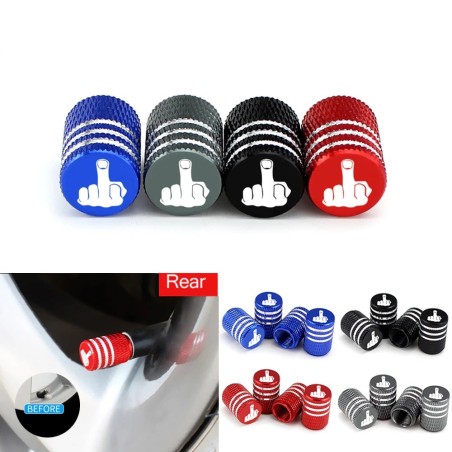 Partes de ruedaCar tire valves - aluminum caps - middle finger - 4 pieces