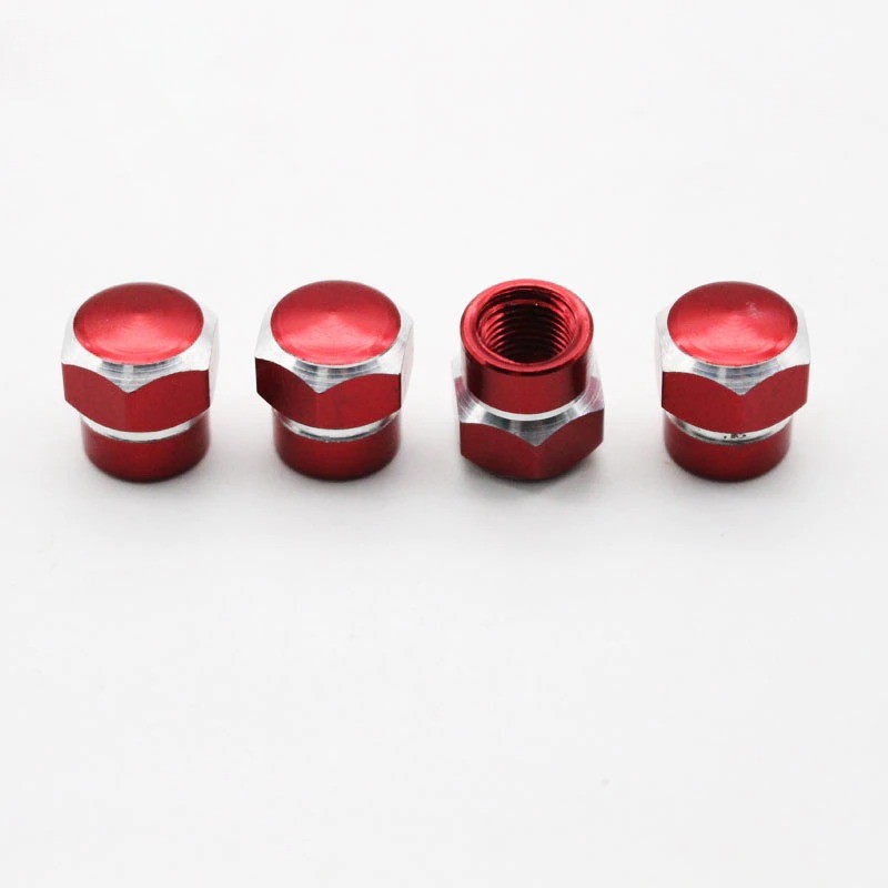 Partes de ruedaUniversal car wheel valves - aluminum caps - hexagonal - 4 pieces