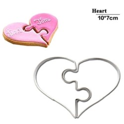 Utensilios para hornearCookie cutter mold - heart shaped puzzle - stainless steel - 2 pieces