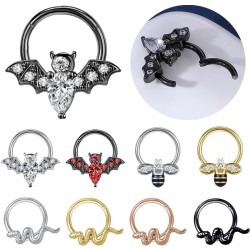 AretesCrystal nose ring - bat / bee / snake