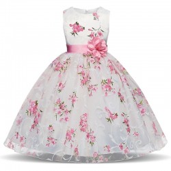 NiñosVestido de lujo para niñas - diseño floral y lazo