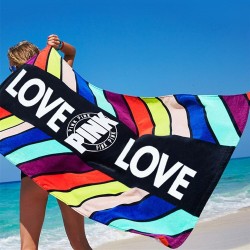 TextilPink Love design / geometric leaf pattern - bath / beach towel - cotton - 71 * 147 cm