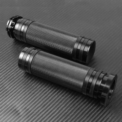 Hand Grips & EndMotorcycle black handlebar grips - aluminum - for Harley VRSC XL XR Dyna Softail / 96-07 Touring - 25mm