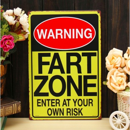 Plaques & SignsWarning Fart Zone - cartel de metal - póster