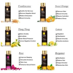 Essential oils - for diffusers / bath / massages - rose / eucalyptus / jasmine / sandalwood / lavender - 10mlMassage
