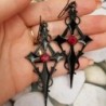 Gothic / Punk style earrings - black cross / red crystalEarrings