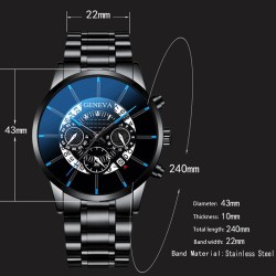 Relojesmens watch quartz classic black wristwatch steel belt luxury calendar business watch herren uhren gifts