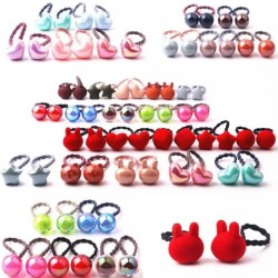 Hair elastics - multicolored - balls / hearts / stars / rabbit - 10 piecesHair clips