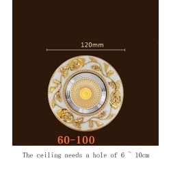 American style - luxurious gold ceiling lamp - spot light - recessed - dimmable - COB - LED - 3W / 5W / 7WSpotlights