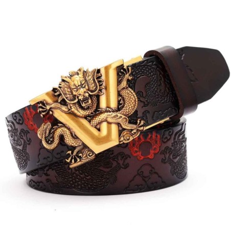 CinturónLuxurious leather belt - with automatic buckle - V letter / snake design