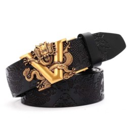 CinturónLuxurious leather belt - with automatic buckle - V letter / snake design