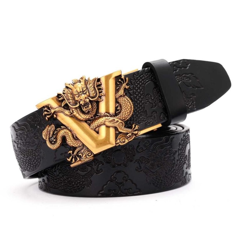 CinturónLuxurious leather belt - with automatic buckle - V letter / snake design