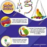 AvesToys for birds / parrots - cage - swing - hanging bridge - wooden beads - 10 pieces