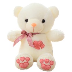 Animales de peluchePlush bear - with embroidered hearts / colorful LED lights - toy