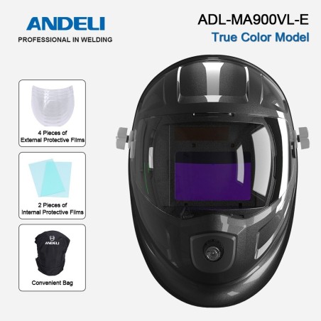 Professional welding helmet - auto darkening - adjustable - ADL-MA900VL-E - with LED lightHelmets