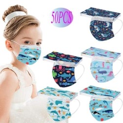 Mascarillas bucalesProtective face / mouth masks - disposable - 3-ply - for children - fish printed - 50 pieces