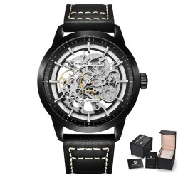 RelojesPagani Design - lujoso reloj automático para hombre - acero inoxidable - correa de piel - resistente al agua