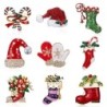 BrochesFashionable Christmas brooches - with crystals - hat - socks - double candy cane