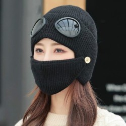 DiagnósticoWarm winter knitted hat - with glasses - ears / mouth protection