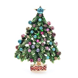 BrochesÁrbol de Navidad de cristal verde - broche de moda