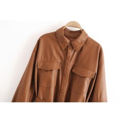 ChaquetasVintage loose leather jacket - with belt