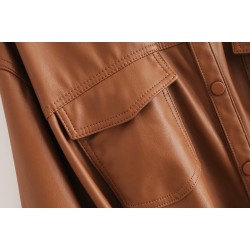 ChaquetasVintage loose leather jacket - with belt