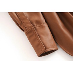 ChaquetasVintage loose leather jacket - with belt