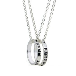Collar"Best Friends Forever" lettering circle pendant - three color necklace