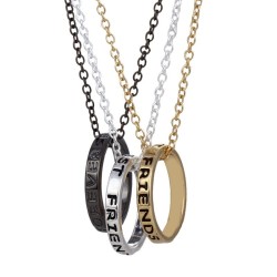 Collar"Best Friends Forever" lettering circle pendant - three color necklace