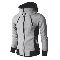 Fashionable men's hoodie - with turtleneck - long sleeves / pockets / zippersHoodies & Sweatshirt