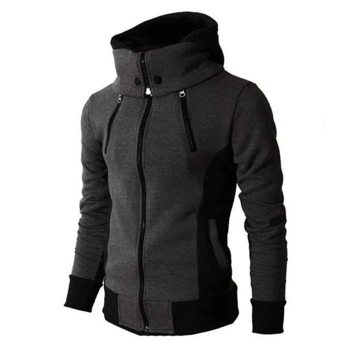 Fashionable men's hoodie - with turtleneck - long sleeves / pockets / zippersHoodies & Sweatshirt