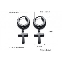 Earrings with cross - unisex - stainless steelEarrings