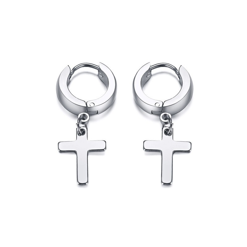 AretesPendientes con cruz - unisex - acero inoxidable