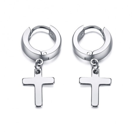 Earrings with cross - unisex - stainless steelEarrings