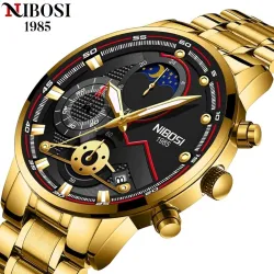 RelojesNIBOSI - reloj de lujo para hombre - resistente al agua - cuarzo - acero inoxidable