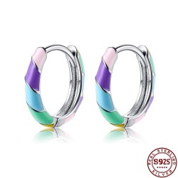 Colorful small round earrings - 925 Sterling SilverEarrings