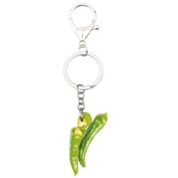llaveroMetal keyring - with acrylic green peppers