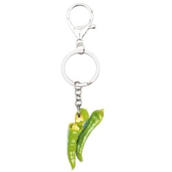 llaveroMetal keyring - with acrylic green peppers