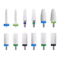 Taladros de uñasReplaceable rotary heads - bits - for electric nail drill - ceramic tungsten carbide - manicure / pedicure