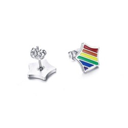 AretesRainbow star stud earrings - stainless steel - unisex