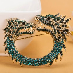 BrochesDouble headed crystal dragon - vintage brooch