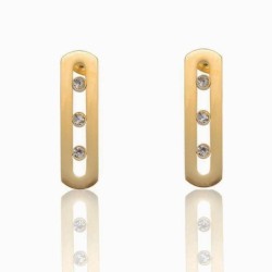 Fashionable rectangle stud earrings - with sliding crystalsEarrings