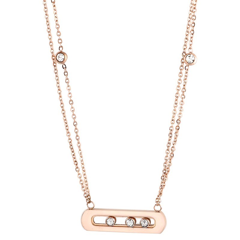 CollarCharming chain necklace for women - rose gold colour - 45cm length - sterling silver
