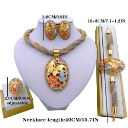 Conjuntos de joyasCharming jewellery set for women- necklace / earrings with ring - gold plated